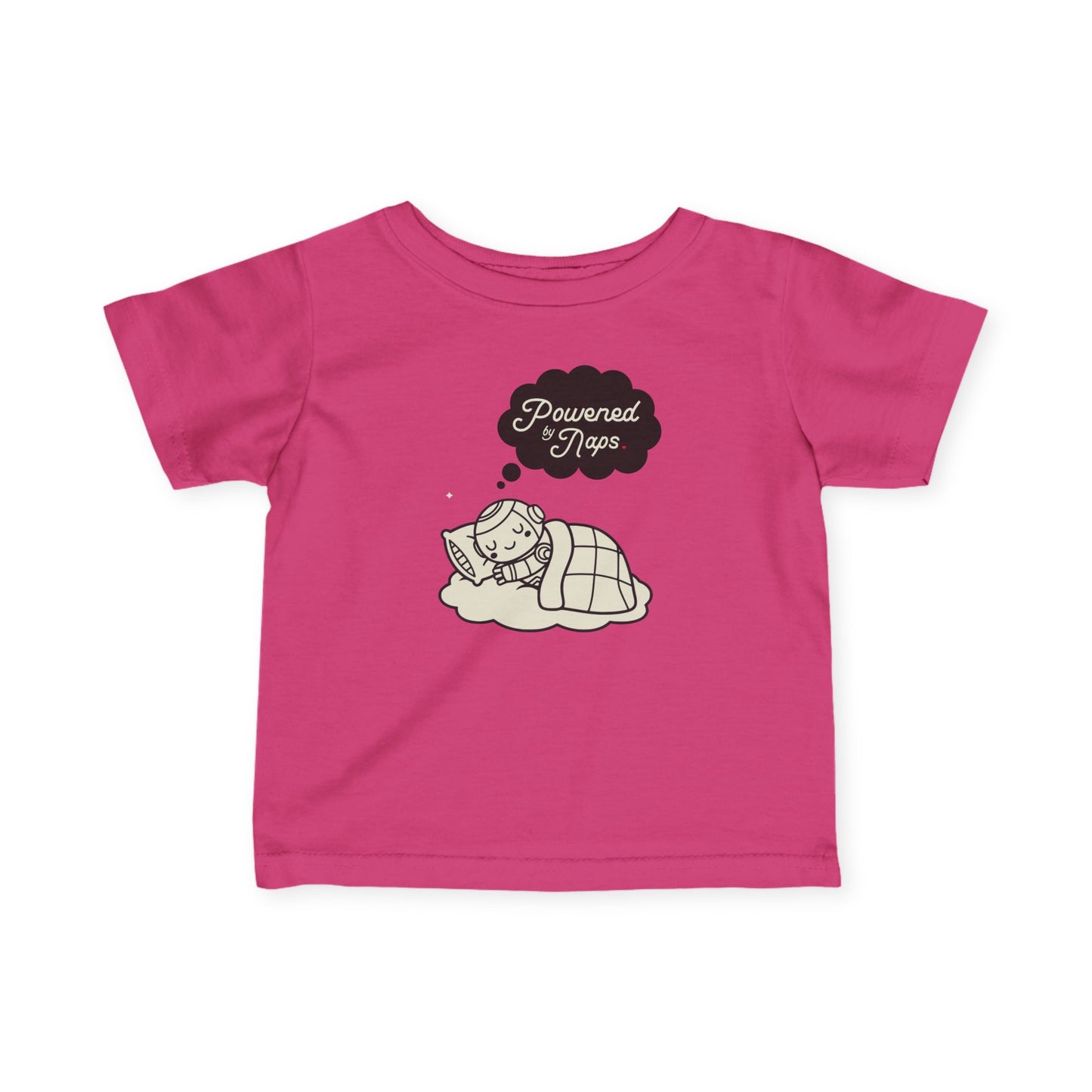 "Powered by Naps" Infant Tee — Cute Sleeping Recharging Baby Robot Android Graphic