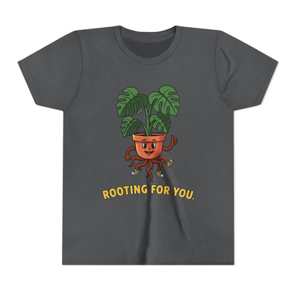 "Rooting For You" Youth Tee — Cute Plant Pot Support Graphic T-Shirt