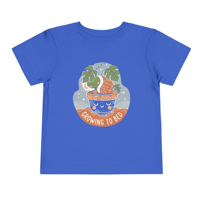"Growing To Bed" Toddler Tee — Cute Sleeping Plant Pot Graphic