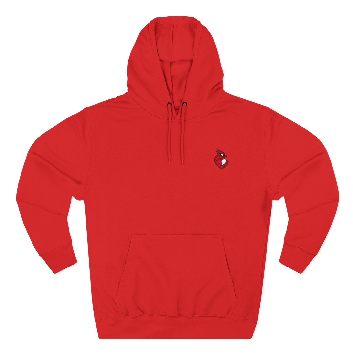 heartinal® "Snug as a Cardinal" Heart Chest Hoodie — Small Embroidered Bird Pullover
