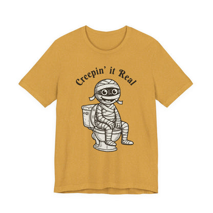 "Creepin' It Real" Vintage Tee - Funny Mummy on a Potty T-Shirt
