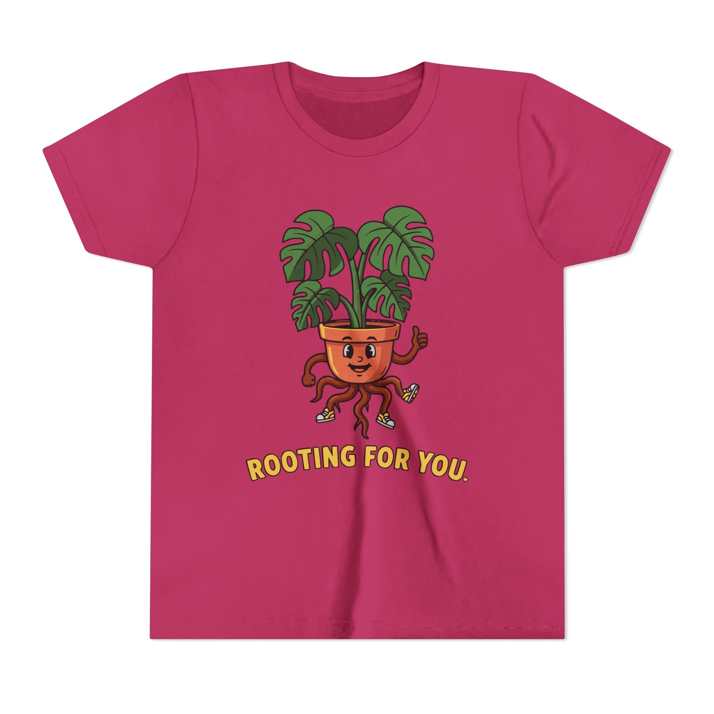 "Rooting For You" Youth Tee — Cute Plant Pot Support Graphic T-Shirt