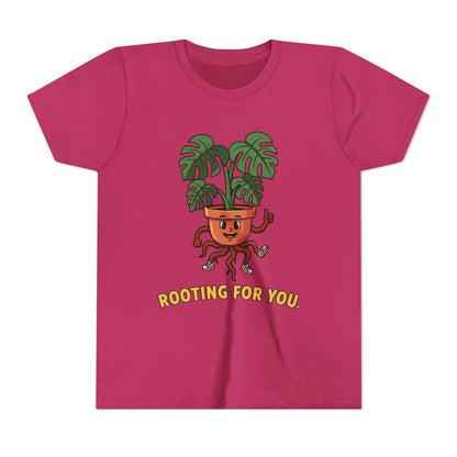 "Rooting For You" Youth Tee — Cute Plant Pot Support Graphic T-Shirt