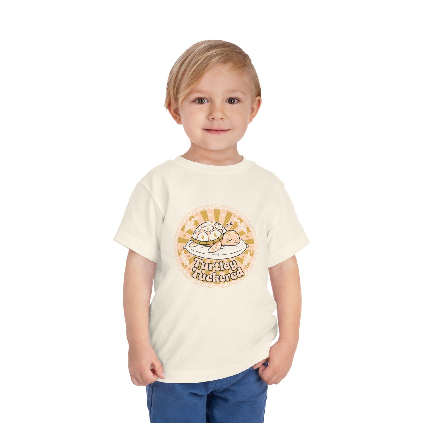 "Turtley Tuckered" Toddler Tee —  Cute Nap-Time Turtle Graphic Shirt