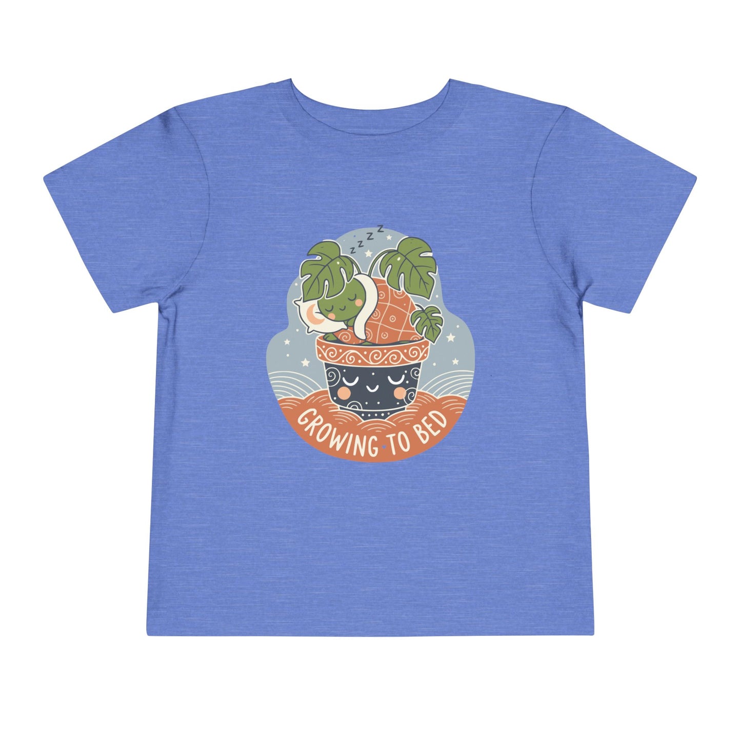 "Growing To Bed" Toddler Tee — Cute Sleeping Plant Pot Graphic