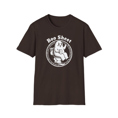 Boo Sheet T-Shirt — Funny Ghost on Toilet Halloween Tee