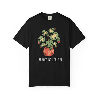 "I’m Rooting For You" Plant Lover Support T-Shirt — Cute Potted Plant Tee