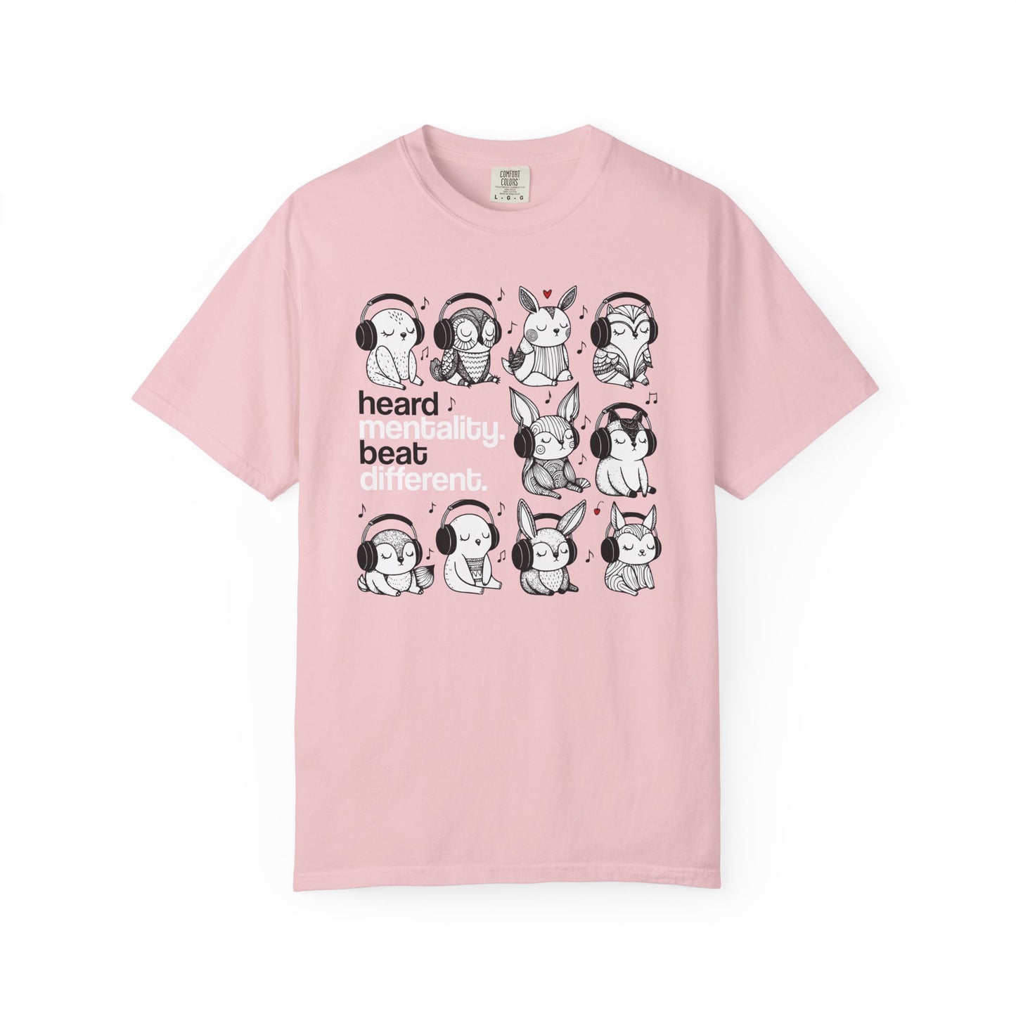 'Heard Mentality. Beat Different.' T-Shirt — Headphone Bunny Animals Graphic Tee