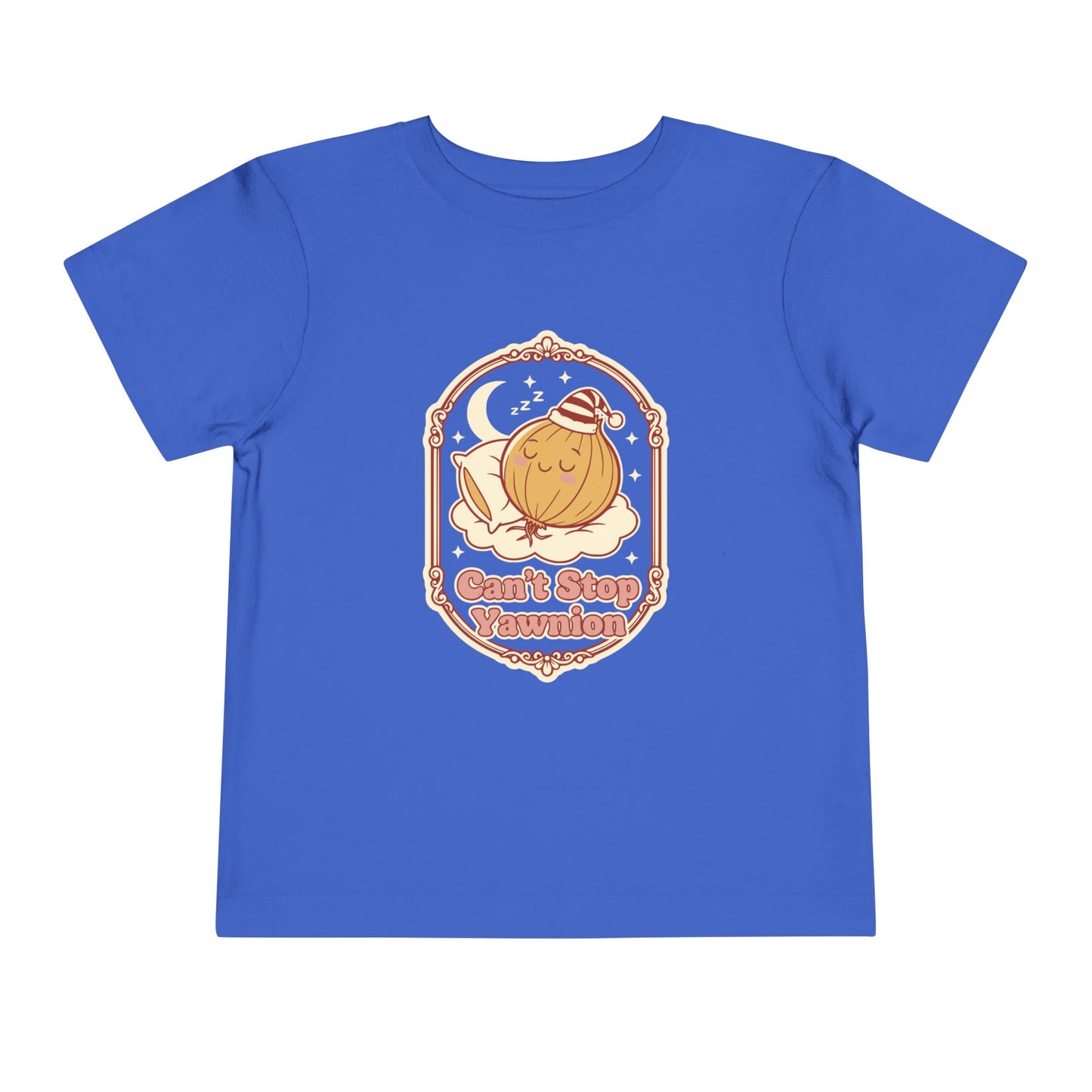 "Can't Stop Yawnion" Toddler Tee — Cute Sleeping Onion Graphic