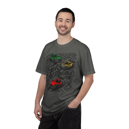 Drive Responsibly Vintage Car T-Shirt — Retro Racer Awareness Graphic Tee