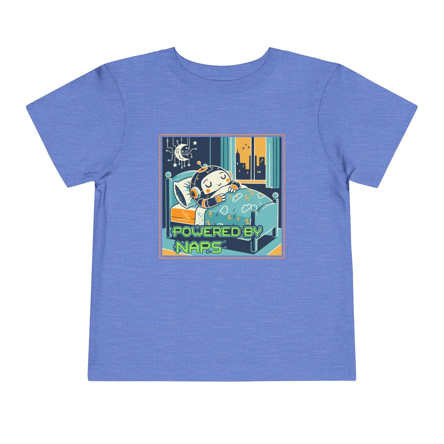 "Powered by Naps" Toddler Tee — Cute Sleepy Robot Android Graphic T-Shirt