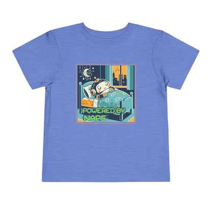 "Powered by Naps" Toddler Tee — Cute Sleepy Robot Android Graphic T-Shirt