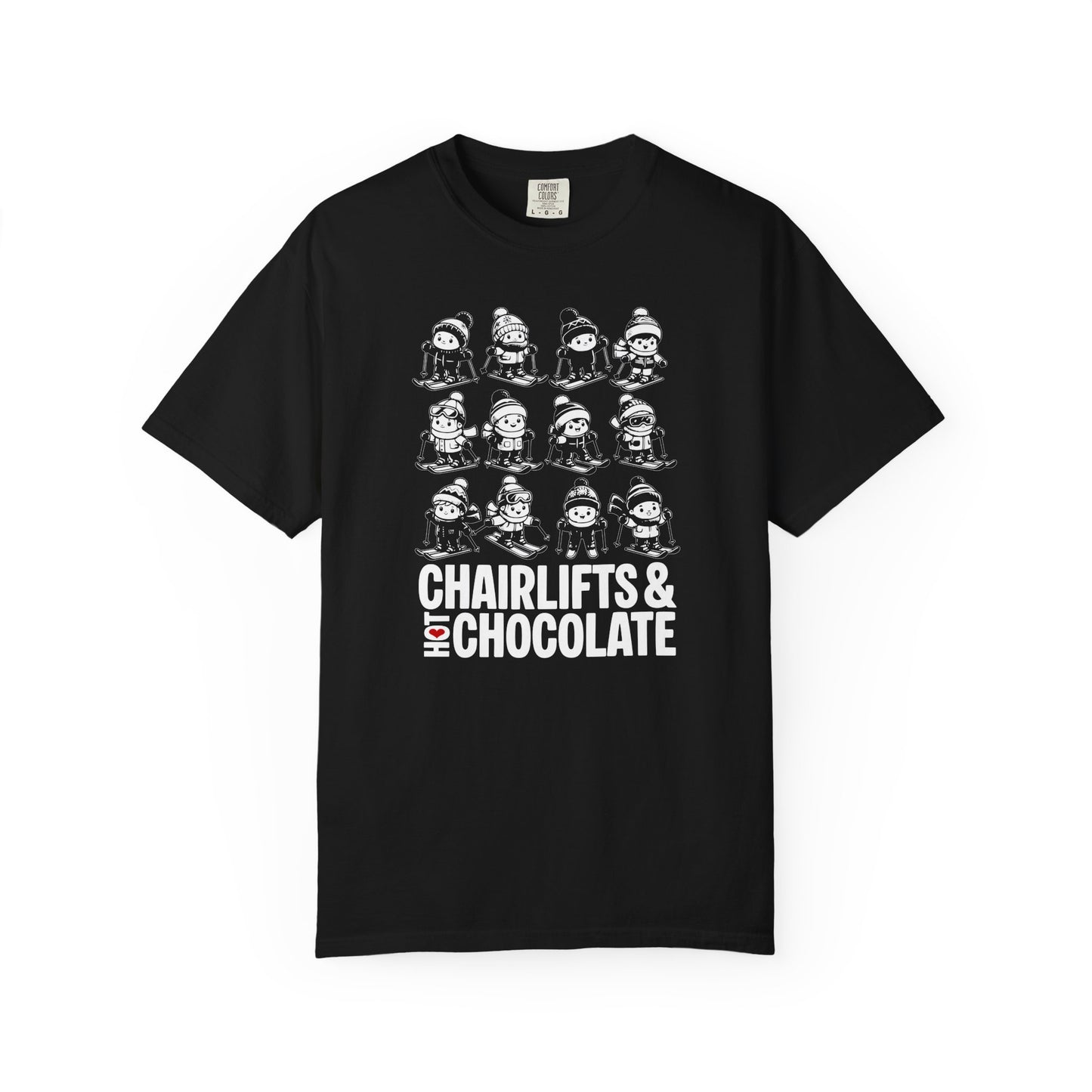 Chairlifts & Hot Chocolate T-Shirt — Cute Ski Lovers Winter Tee