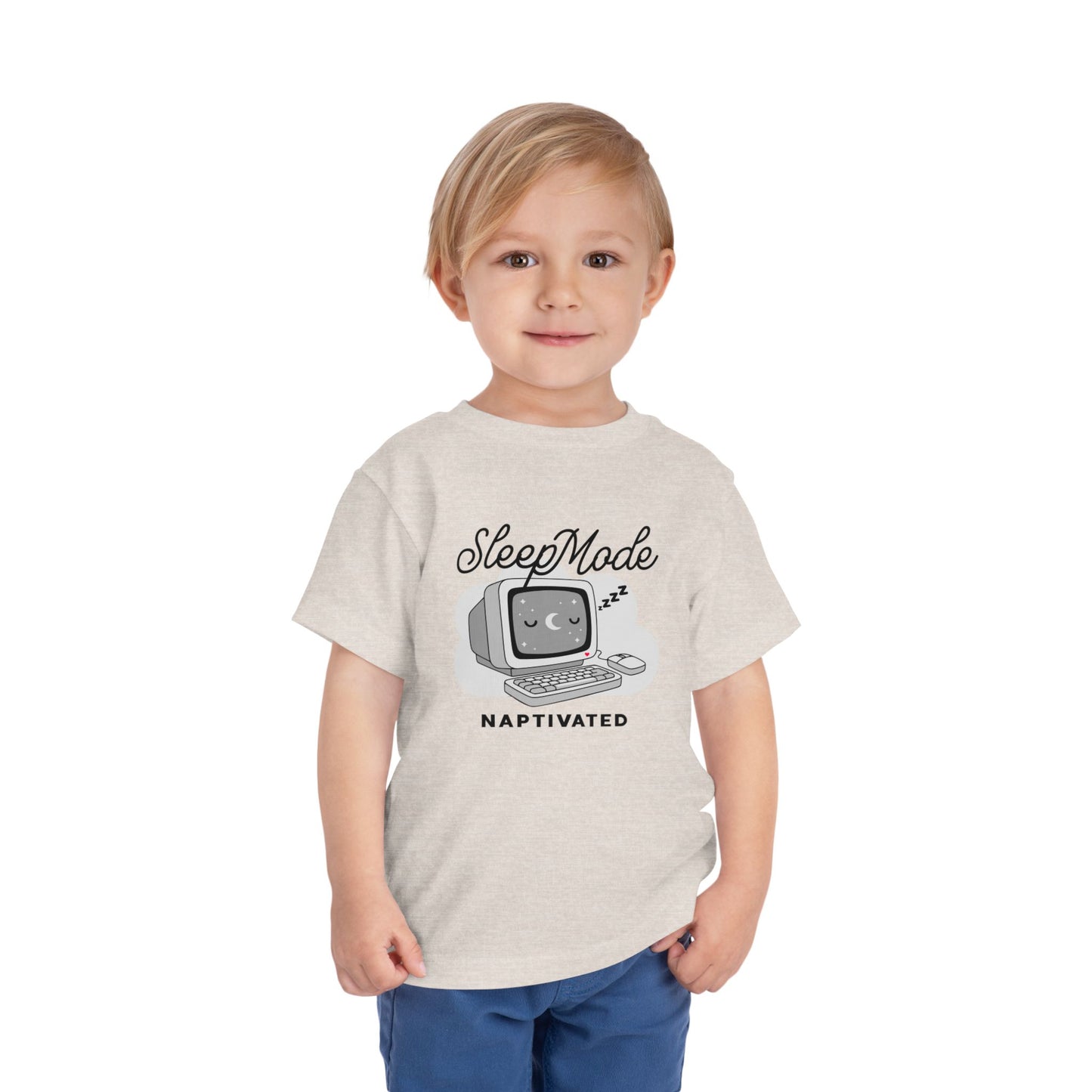 "Sleep Mode Naptivated" Toddler Tee — Cute Vintage Computer Nap T-Shirt