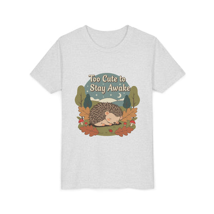 "Too Cute to Stay Awake" Hedgehog Youth Tee — Cute Sleeping Animal Kids Shirt