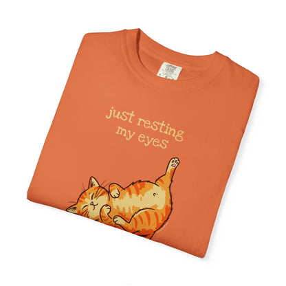 "Just Resting My Eyes" T-Shirt — Awkward Cat Nap Graphic Tee