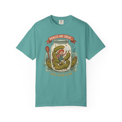 "Pickles Are Great... Until You're In One" T-Shirt — Funny Pickle Jar Vintage Illustration Tee