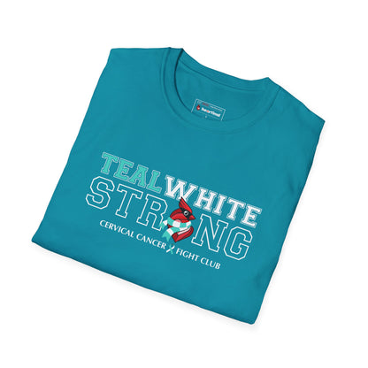 Teal White Strong - Cervical Cancer Fight Club T-Shirt