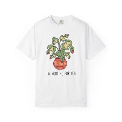 "I’m Rooting For You" Plant Lover Support T-Shirt — Cute Potted Plant Tee
