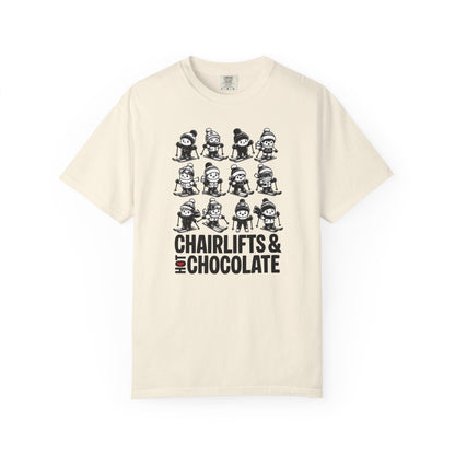 Chairlifts & Hot Chocolate T-Shirt — Cute Ski Lovers Winter Tee