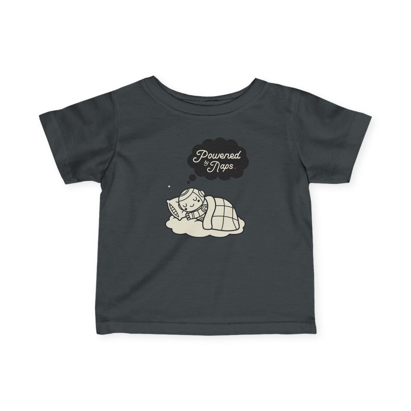 "Powered by Naps" Infant Tee — Cute Sleeping Recharging Baby Robot Android Graphic
