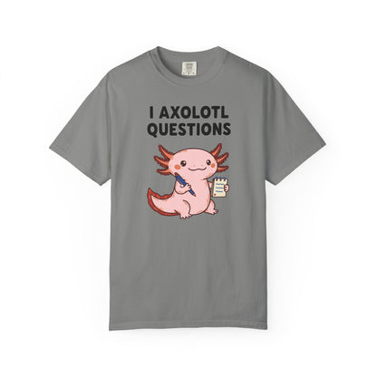 "I Axolotl Questions" T-Shirt — Cute Cartoon Reporter Student Graphic Tee