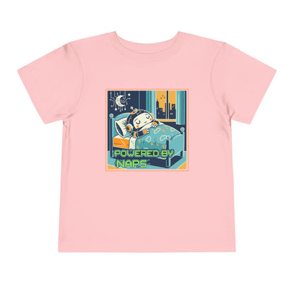 "Powered by Naps" Toddler Tee — Cute Sleepy Robot Android Graphic T-Shirt