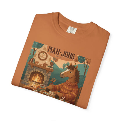 “Mah-Jong: A Stable Diet in the Year of the Horse” T-Shirt — Retro Cozy Mahjong Horse Design