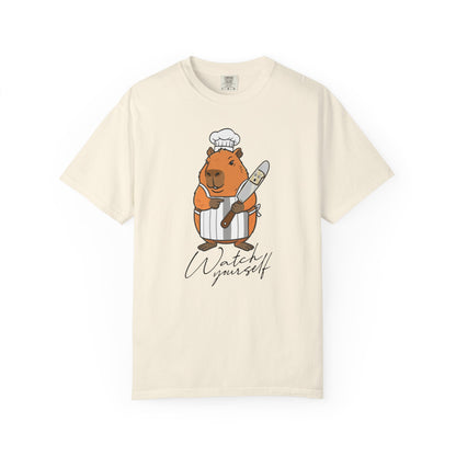 Capybara Chef T-Shirt — "Watch Yourself" Cute Cooking Animal Tee