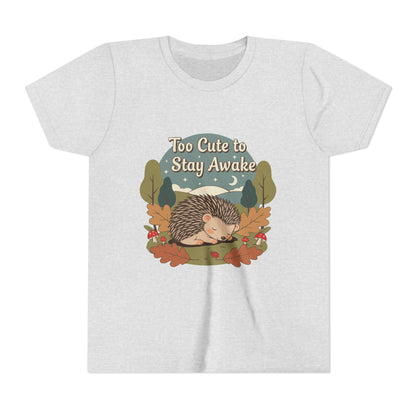 "Too Cute to Stay Awake" Hedgehog Youth Tee — Cute Sleeping Animal Kids Shirt