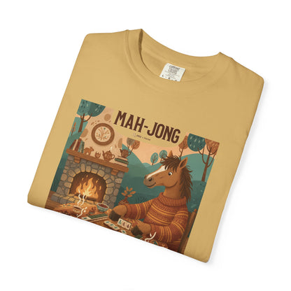 “Mah-Jong: A Stable Diet in the Year of the Horse” T-Shirt — Retro Cozy Mahjong Horse Design