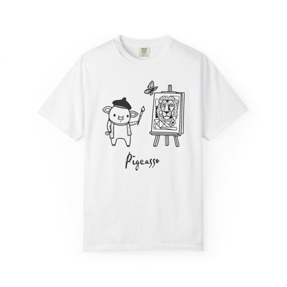 "Pigcasso" Pigment T-Shirt — Cute Pig Artist Illustration Painter Tee