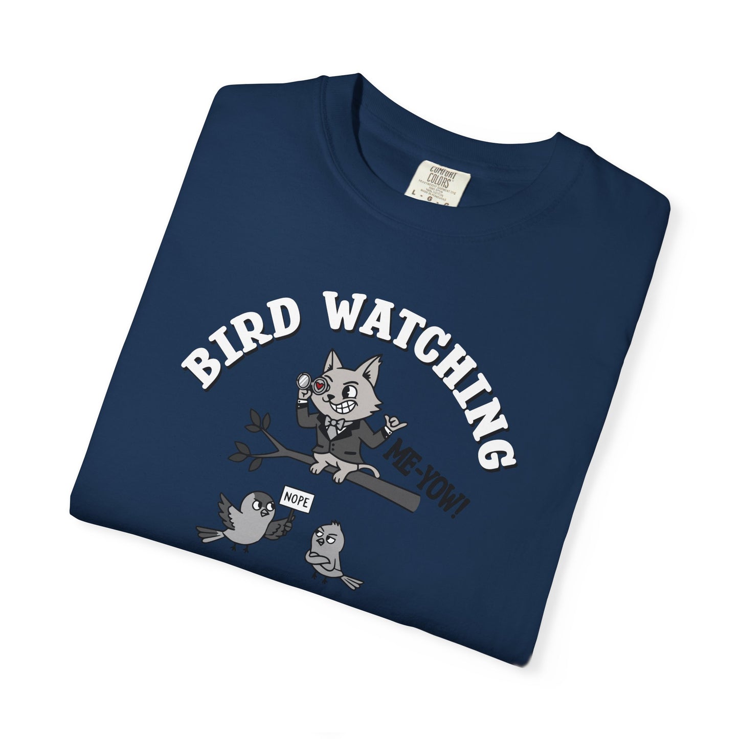 'Bird Watching' T-Shirt — Vintage Cartoon Cat Calling Graphic Tee