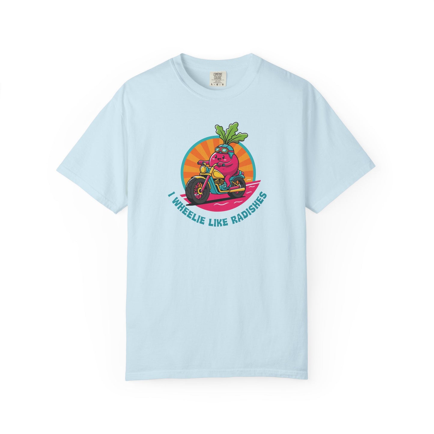 “Wheelie Like Radishes” T-Shirt —  Retro Radish Lover Vegan Cycling Graphic Tee