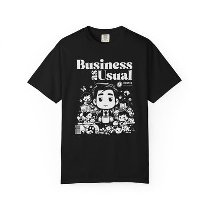 "Business as Usual" T-Shirt — Cute Chibi Office Worker Graphic Tee