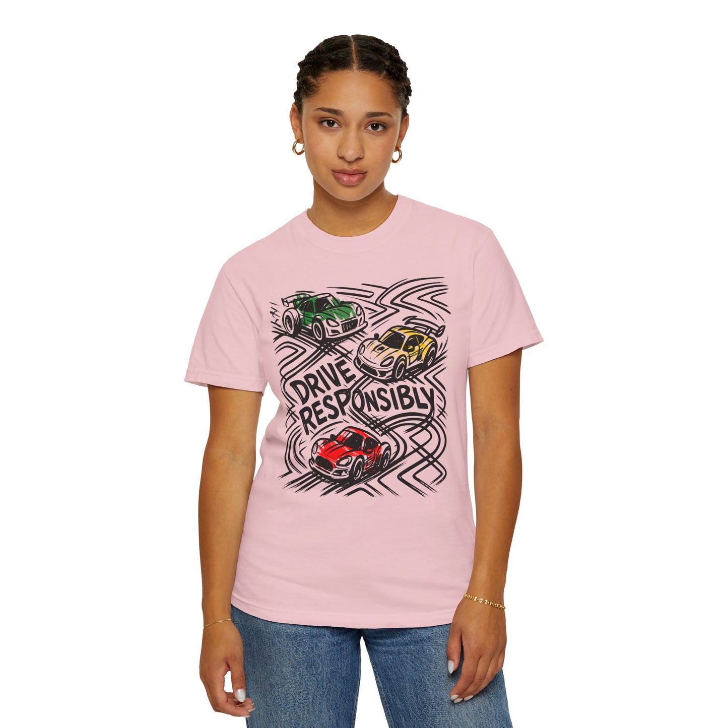 Drive Responsibly Vintage Car T-Shirt — Retro Racer Awareness Graphic Tee
