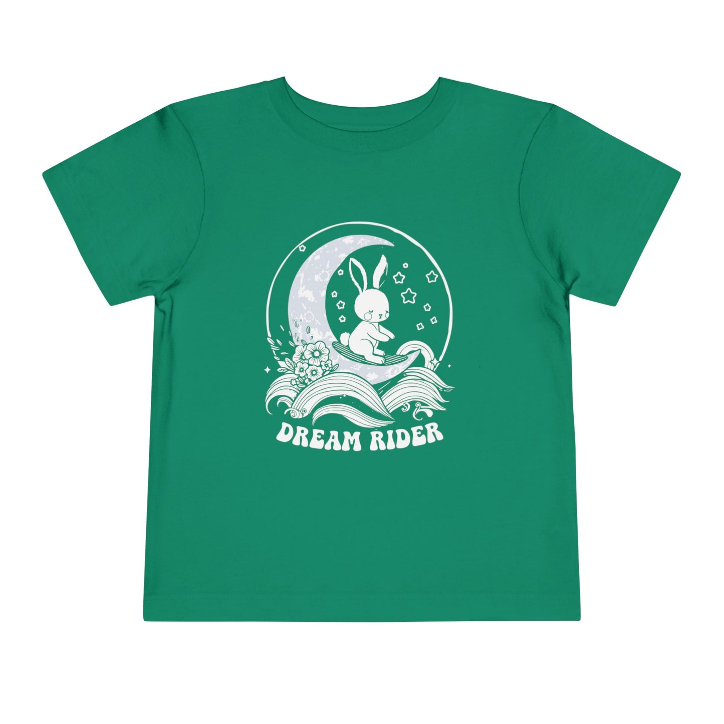 "Dream Rider" Toddler Tee — Sleepy Bunny Moon Surfer Graphic T-Shirt