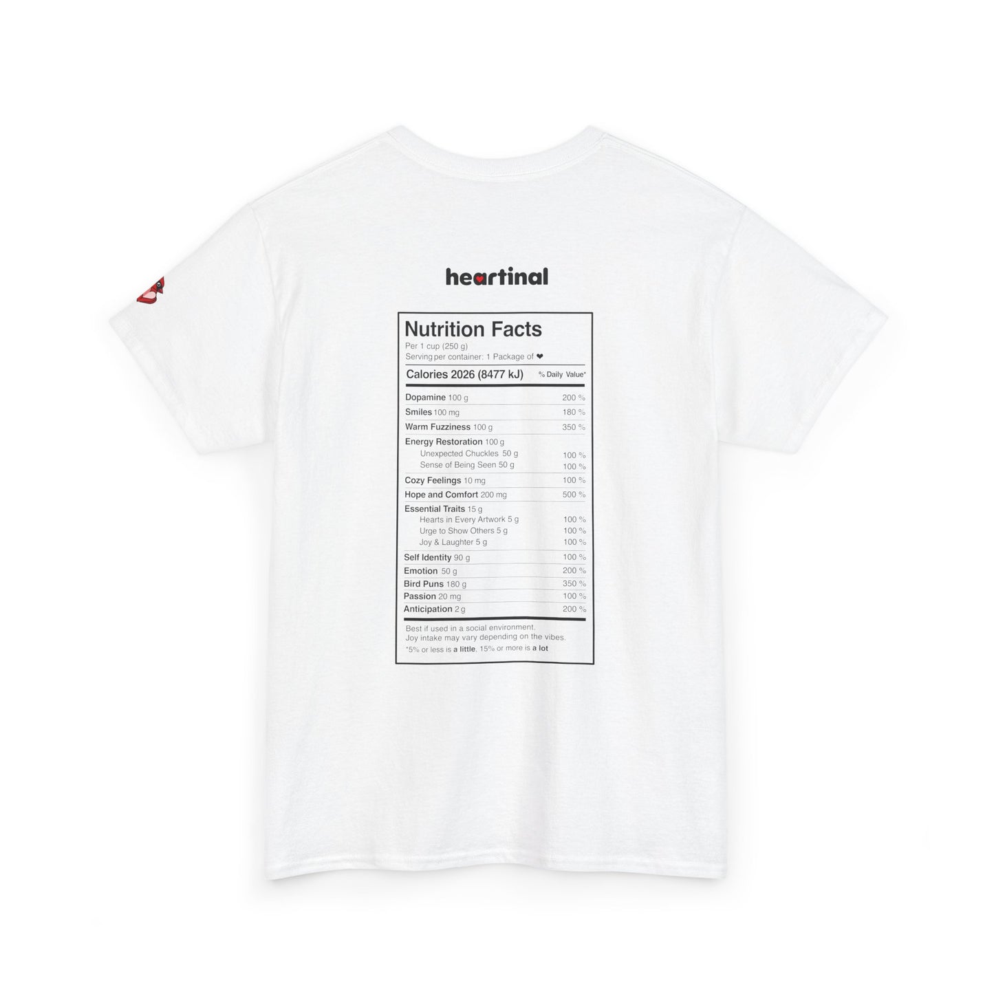 heartinal® "Heart on Your Sleeve" T-Shirt — Wordmark Logo Front with "Nutrition Facts" Back Tee