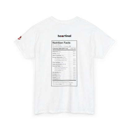 heartinal® "Heart on Your Sleeve" T-Shirt — Wordmark Logo Front with "Nutrition Facts" Back Tee