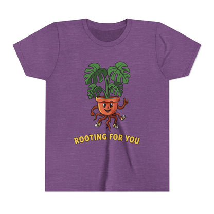 "Rooting For You" Youth Tee — Cute Plant Pot Support Graphic T-Shirt