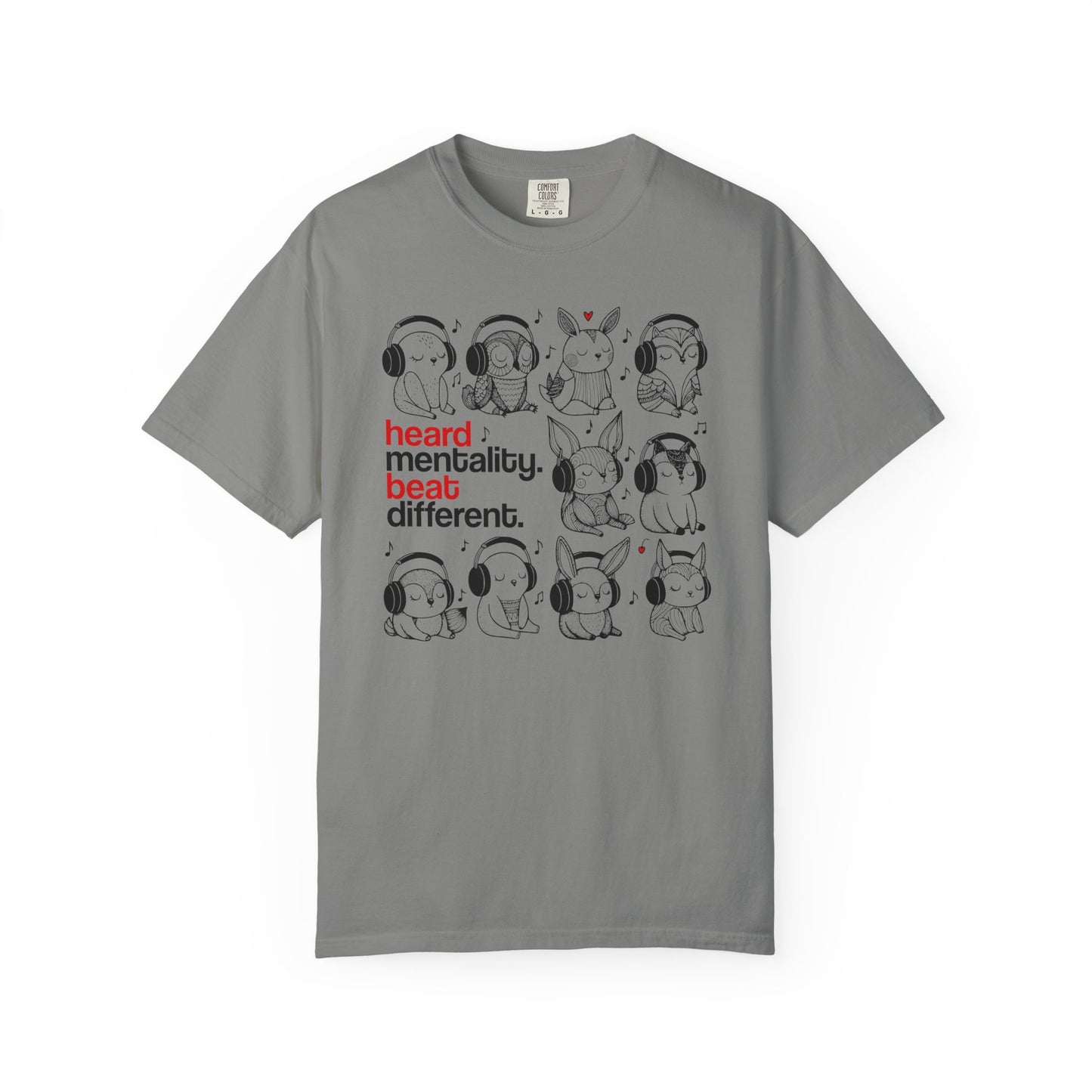 'Heard Mentality. Beat Different.' T-Shirt — Headphone Bunny Animals Graphic Tee