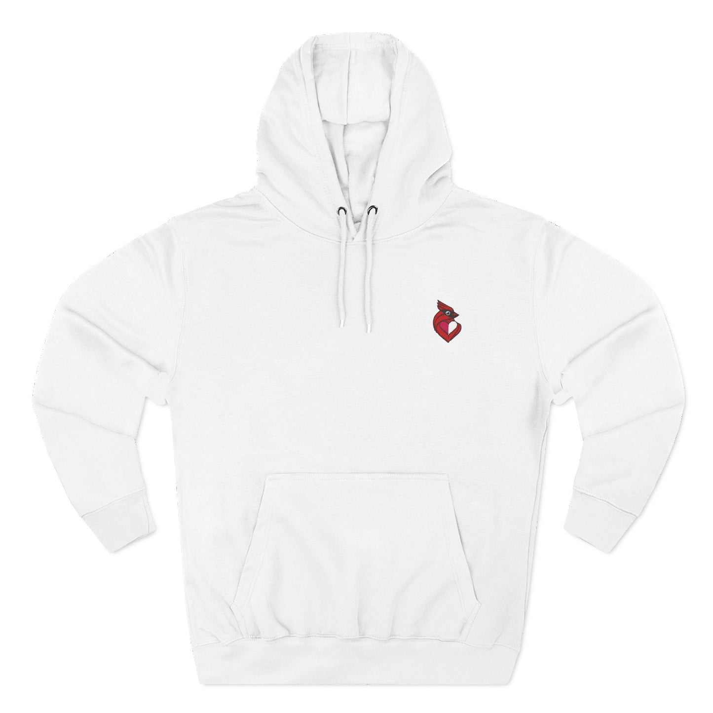 heartinal® "Snug as a Cardinal" Heart Chest Hoodie — Small Embroidered Bird Pullover