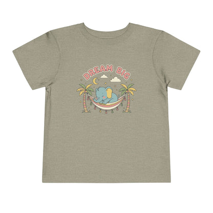 "Dream Big" Toddler Tee — Elephant Hammock Sleeping Graphic