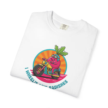 “Wheelie Like Radishes” T-Shirt —  Retro Radish Lover Vegan Cycling Graphic Tee