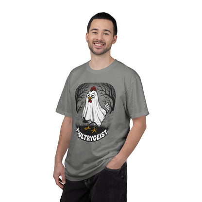 Poultrygeist T-Shirt — Funny Ghost Chicken Halloween Tee