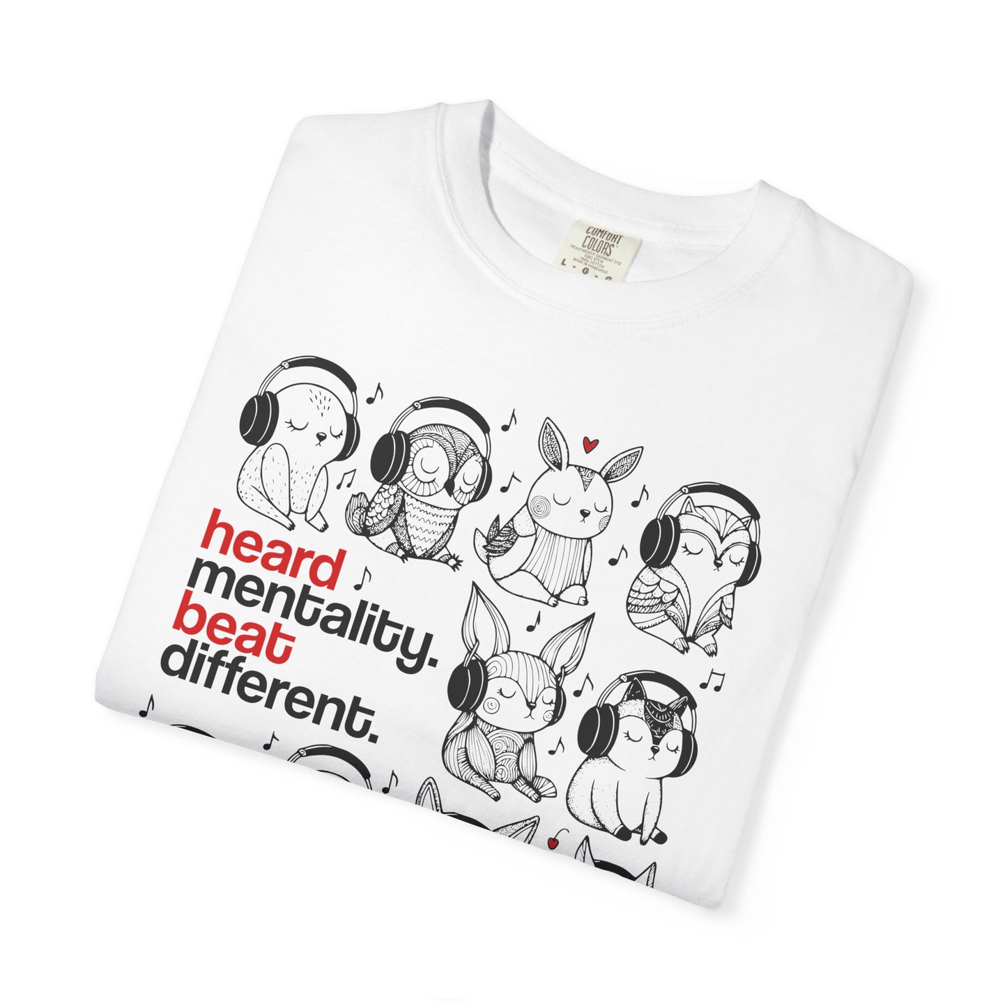 'Heard Mentality. Beat Different.' T-Shirt — Headphone Bunny Animals Graphic Tee