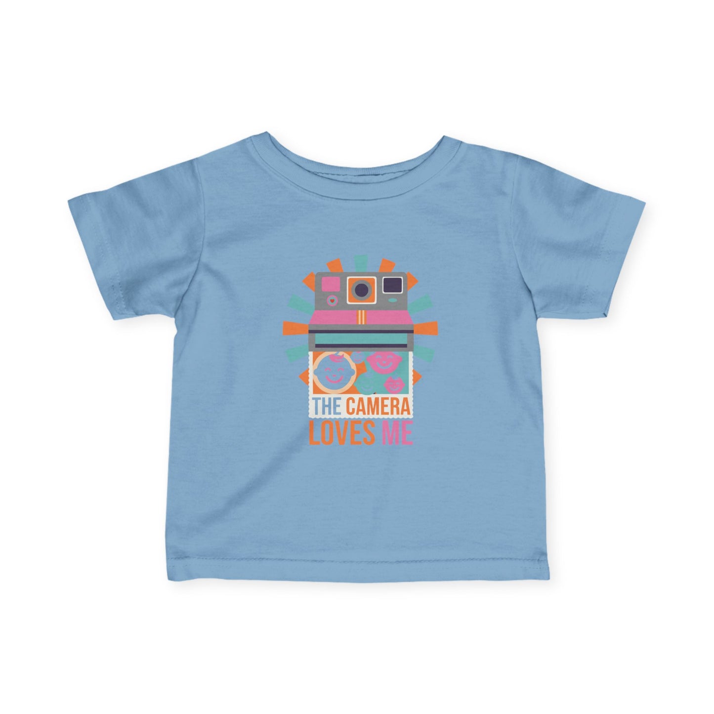 "Camera Loves Me" Infant Tee - Cute Retro Baby T-Shirt, Newborn Photography Outfit