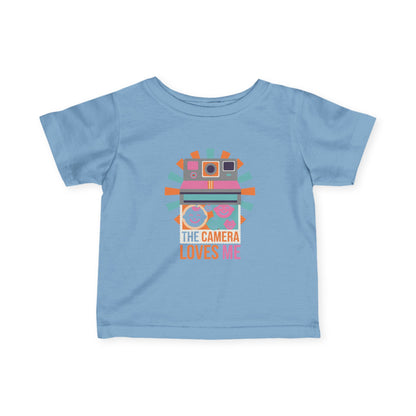 "Camera Loves Me" Infant Tee - Cute Retro Baby T-Shirt, Newborn Photography Outfit