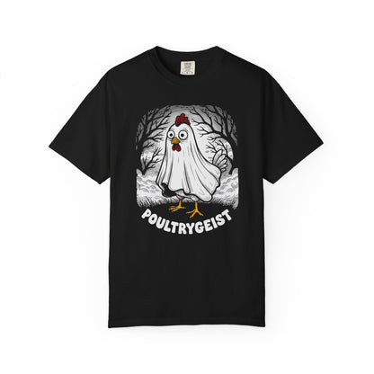 Poultrygeist T-Shirt — Funny Ghost Chicken Halloween Tee