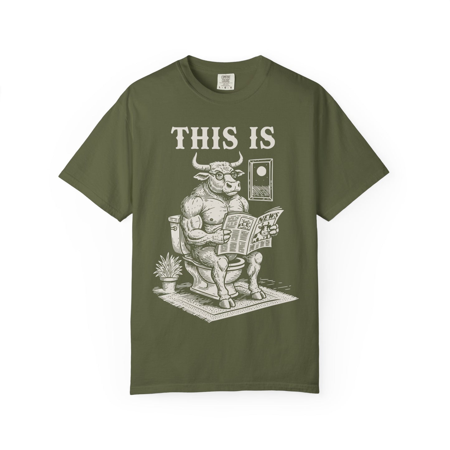 "This Is" T-Shirt — Bull Reading Newspaper on Toilet Graphic Tee